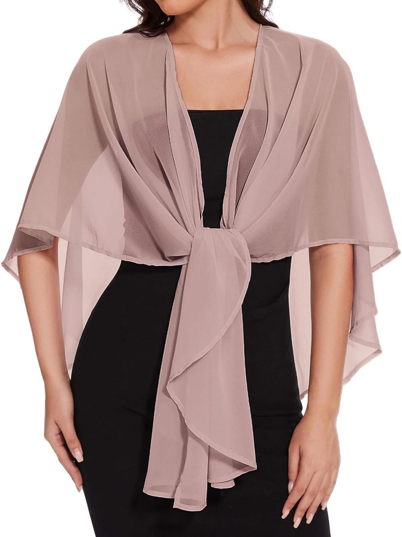 CHICGAL Shawls and Wraps for Evening Dresses Sheer Womens Chiffon Scarf Wedding Bridal Cover Up - Image 1